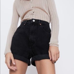 Zara black mom Jean shorts